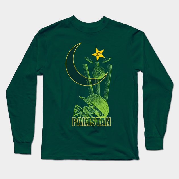 Pakistan Cricket Home Flag Memoribilia Long Sleeve T-Shirt by CGD